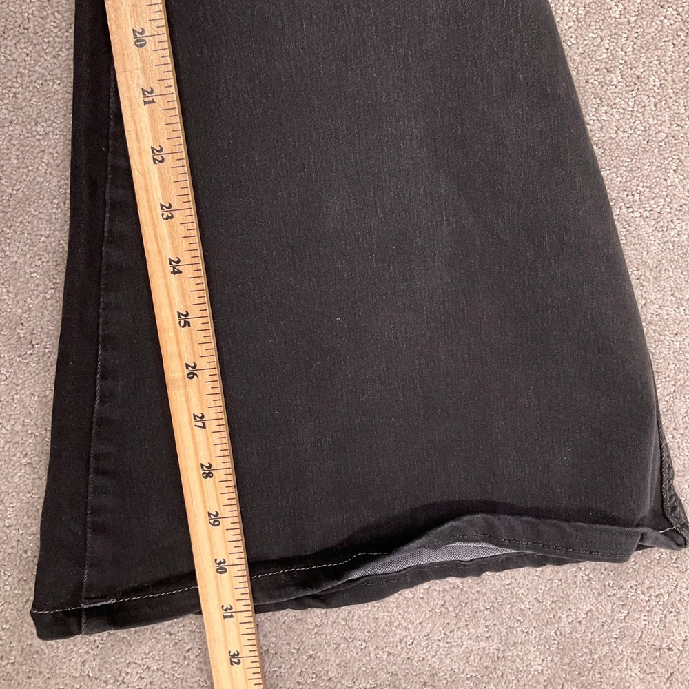 Free People Jeans Women 32W 31.5L Black Flare Chevron Stitch 70s Penny Lane VTG - Picture 8 of 12